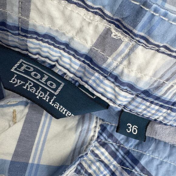 Polo Ralph Lauren Shorts Mens 36 (36x9 ACTUAL) Blue Plaid Board Short Vintage - Picture 7 of 11